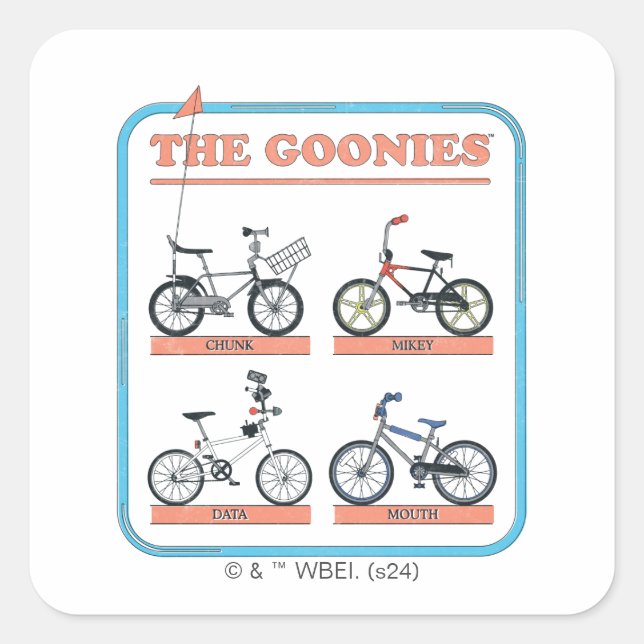 Adesivo Quadrado O Gráfico de Bicicletas das Goonies (Frente)