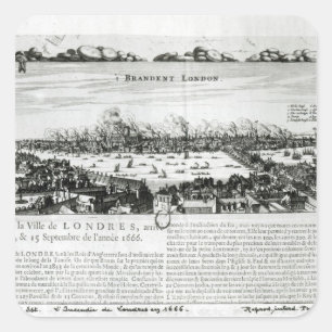 Adesivo Quadrado O grande fogo de Londres em 1666