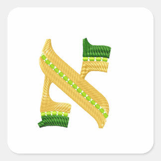 Adesivo Quadrado O hebraico rotula o Bordado-Estilo Alef