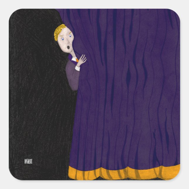 Adesivo Quadrado O Homem Atrás Da Cortina (Frente)