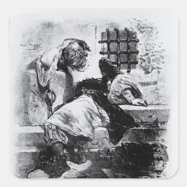 Adesivo Quadrado O Homem na Máscara de Ferro na sua Prisão (Frente)