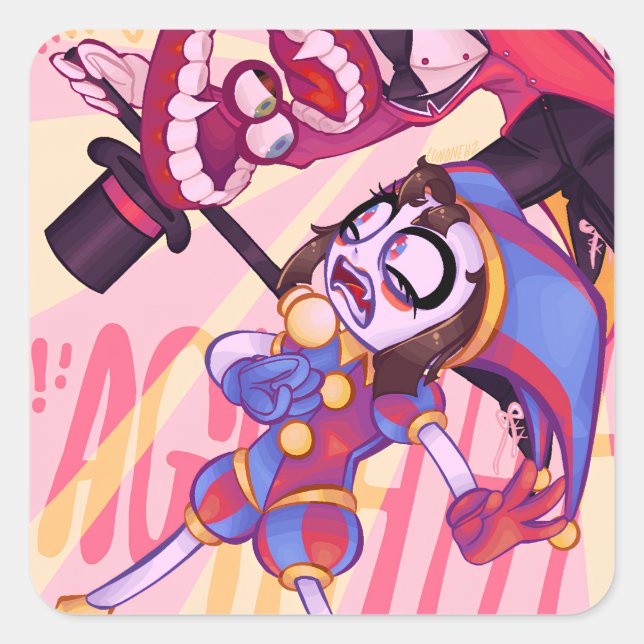 Adesivo Quadrado o incrível circo digital (Frente)