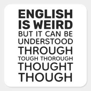 Adesivo Quadrado O inglês é estranho Gramática engraçada