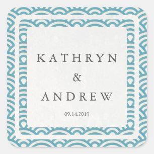 Adesivo Quadrado O japonês Seigaiha acena nomes feitos sob