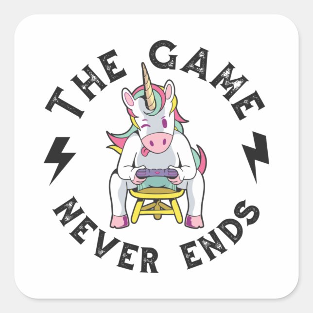 Adesivo Quadrado O Jogo nunca acaba para os Unicórnios (Frente)