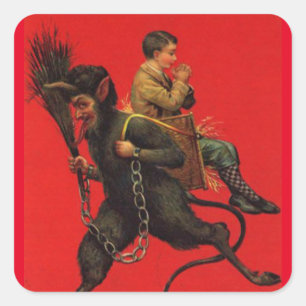 Adesivo Quadrado O Krampus e os Pinheiros de Natal do Garoto