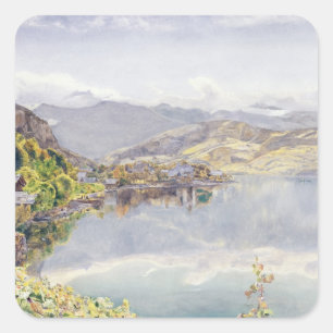 Adesivo Quadrado O lago da lucerna, montagem Pilatus na distância