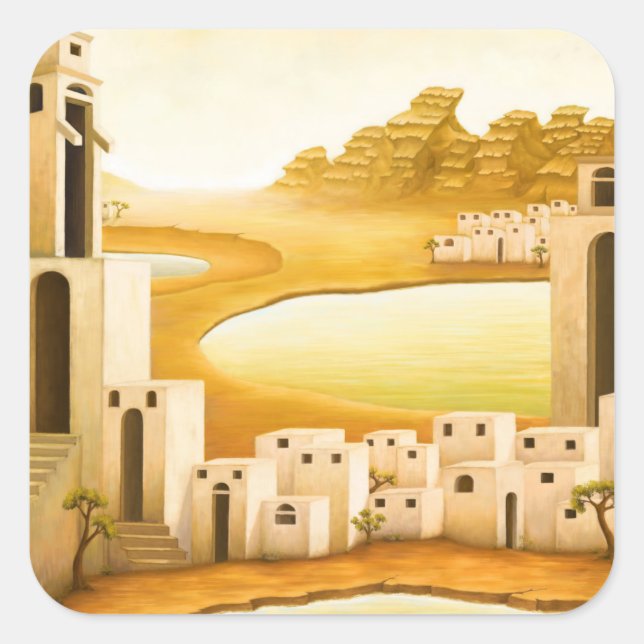 Adesivo Quadrado "O lugar" - Oriente Médio / Pintura do Deserto do  (Frente)