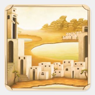 Adesivo Quadrado "O lugar" - Oriente Médio / Pintura do Deserto do 