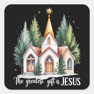 Adesivo Quadrado O Maior Presente é Jesus Igreja do Natal Cristo