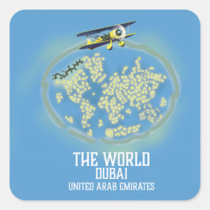 Adesivo Quadrado O mapa do Mundo Dubai Emirados Árabes Unidos