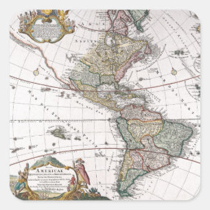 Adesivo Quadrado O mapa dos herdeiro de Homanns dos Americas
