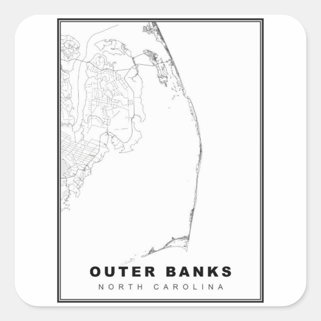 Adesivo Quadrado O Mapa dos Outer Banks (Frente)