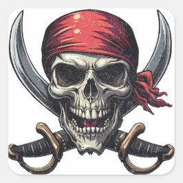Adesivo Quadrado O Mar Pirata Tavern - Crânio em Ossos