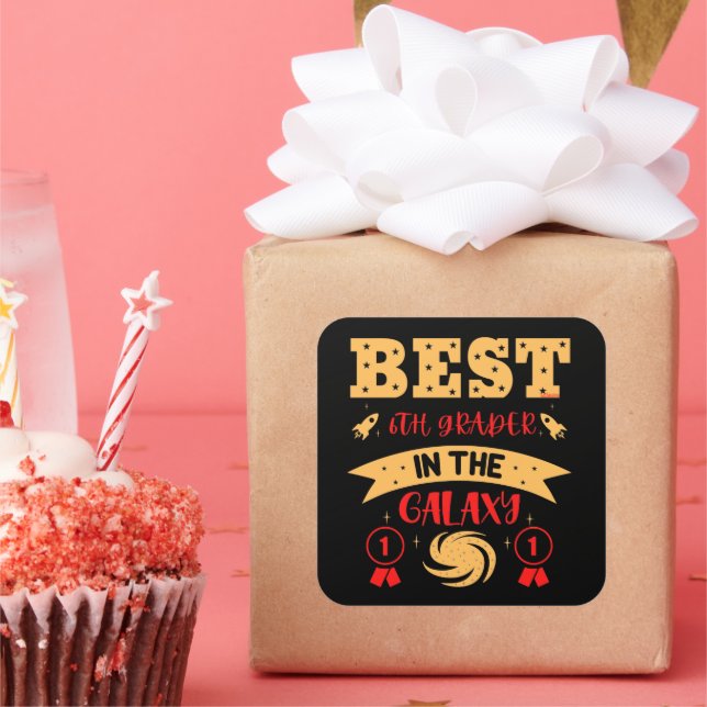 Adesivo Quadrado O MELHOR 6 NA GALÁXIA é engraçado (Festa)