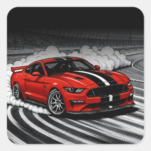 Adesivo Quadrado O Melhor Carro de Drift Red Muscle