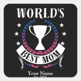 Adesivo Quadrado O melhor Dia de as mães da mãe, cores de bandeiras