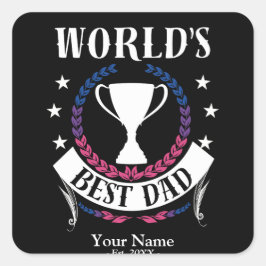 Adesivo Quadrado O melhor Dia de os pais do mundo, cores de sinaliz