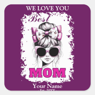 Adesivo Quadrado O melhor presente de Dia de as mães da mãe, Mama.