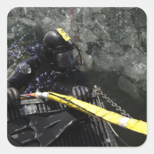 Adesivo Quadrado O mergulhador do marinho dos E.U. obtem pronto