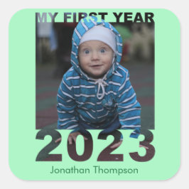 Adesivo Quadrado O Meu Primeiro Ano 2023, O Bebê Moderno Cutout Fot