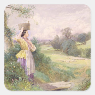 Adesivo Quadrado O Milkmaid, 1860 (w/c no papel)