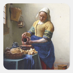 Adesivo Quadrado O Milkmaid, c.1658-60 (óleo em canvas)