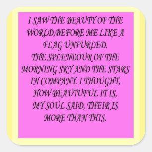 ADESIVO QUADRADO O MUNDO É LINDO POEMS LIOKS LIVRES