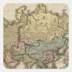 Adesivo Quadrado O mundo na projeção de Mercator, zona oriental