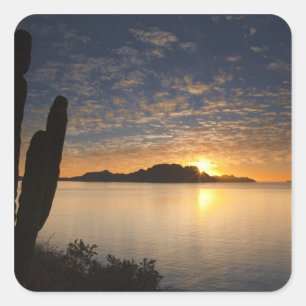 Adesivo Quadrado O nascer do sol sobre a Isla Danzante no Golfo de