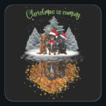 Adesivo Quadrado O Natal Dachshund Está Chegando No Teto Gráfico De<br><div class="desc">O Natal Dachshund Está Chegando A Camiseta Cachorro De Camisa Fúria De Natal</div>