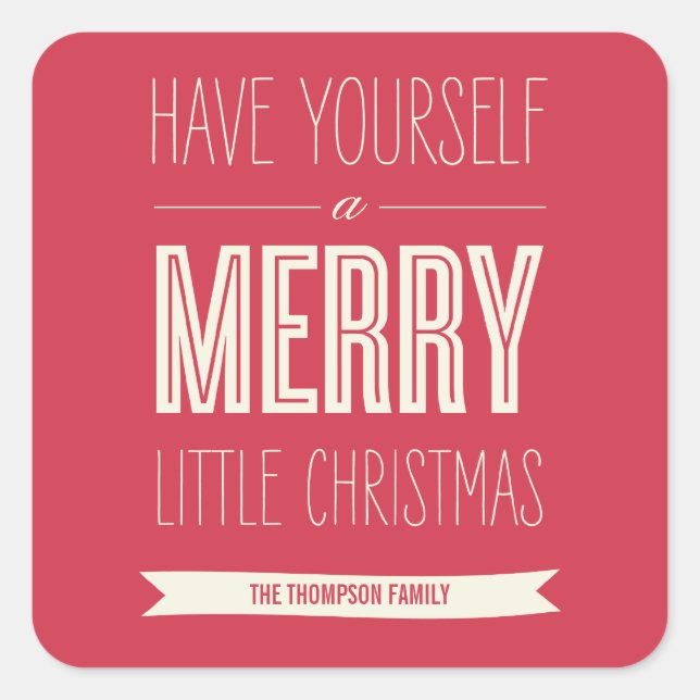 Adesivo Quadrado O Natal Deseja Pinheiros de presentes nas Férias (Frente)