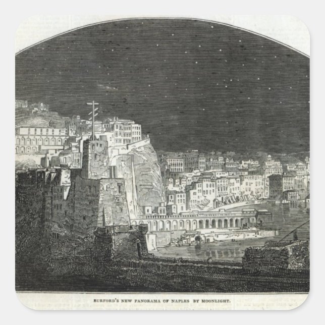 Adesivo Quadrado O Novo Panorama de Nápoles de Burford por Moonligh (Frente)