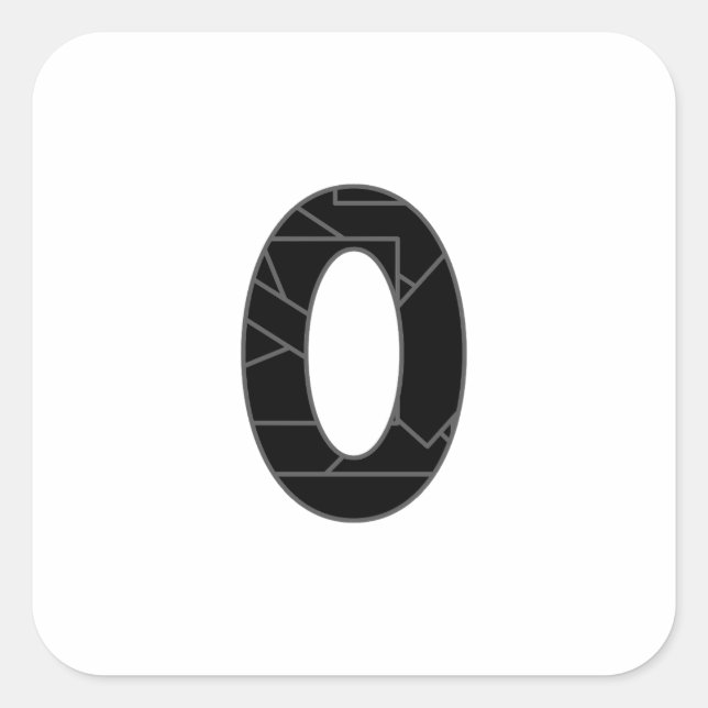 Adesivo Quadrado O número zero (0) a preto (Frente)