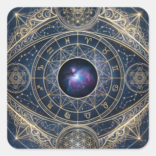 Adesivo Quadrado O Olho Celestial — Zodíaco do Cosmos Geometria Sag