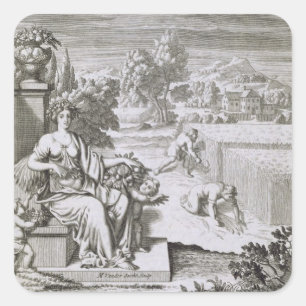 Adesivo Quadrado O Olho de Deus Vê a Colheita, ilustração de