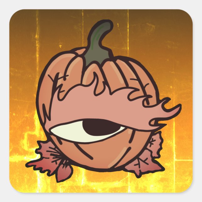 Adesivo Quadrado O Olho Sonolento da Pumpkin Spooky (Frente)