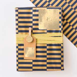 Adesivo Quadrado O ouro de couro cora monograma mínimo do pó de