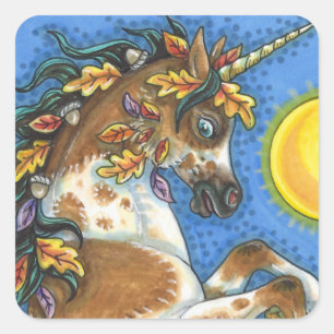 ADESIVO QUADRADO O OUTONO SAI DE UM ESTALHÃO UNICORN, LEVANDO O CAV