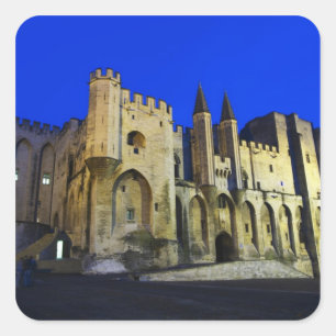 Adesivo Quadrado O Palácio do Papa em Avinhão ao pôr do sol. Constr