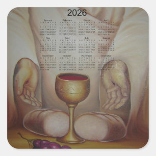 Adesivo Quadrado O Pão da Vida: Sagrada Eucaristia Calendário 2026