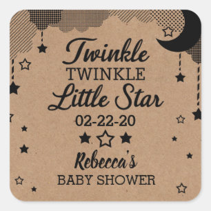 Adesivo Quadrado O Papel Kraft Chá de fraldas Pequeno, Obrigado