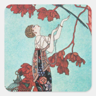 ADESIVO QUADRADO O PÁSSARO LIGEIRO, DESIGNADOR DE MODA BELEZA