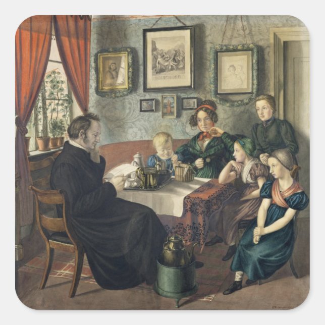 Adesivo Quadrado O Pastor Johann Wilhelm Rautenberg e o seu (Frente)