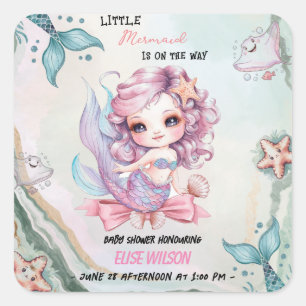 Adesivo Quadrado O pequeno arco de Sereia está a caminho do chá de 