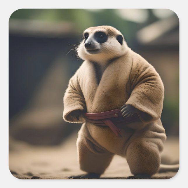 Adesivo Quadrado O poderoso Meerkat: Sumo Showdown, (Frente)