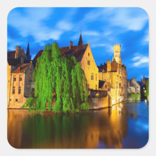 Adesivo Quadrado O pôr do sol em Bruges.Bélgica