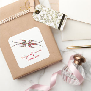 Adesivo Quadrado O primavera das andorinhas do dobro floresce a