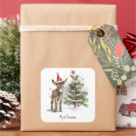 Adesivo Quadrado O Primeiro Natal do Doce Burro, personalizado