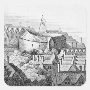 Adesivo Quadrado O primeiro teatro do globo ou teatro cor-de-rosa